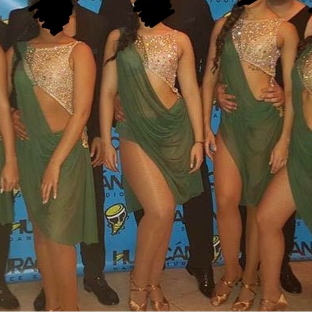 Green/nude ballroom dress